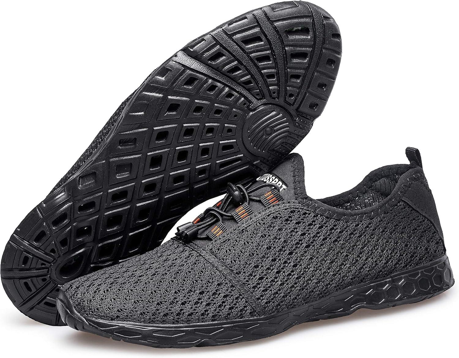 imageDOUSSPRT Mens Water Shoes Quick Drying Sports Aqua ShoesDark Allblack