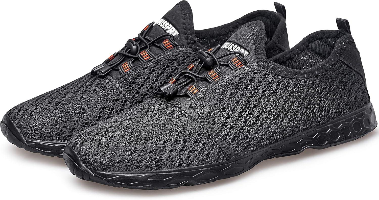 imageDOUSSPRT Mens Water Shoes Quick Drying Sports Aqua ShoesDark Allblack