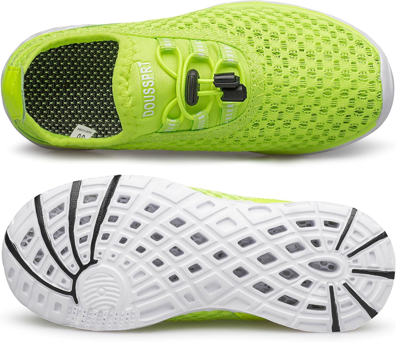 imageDOUSSPRT Water Shoes for Kids Boys Girls Quick Dry Beach Sports Swim Pool Aqua Shoes for ToddlerLittle KidBig KidNeongreen