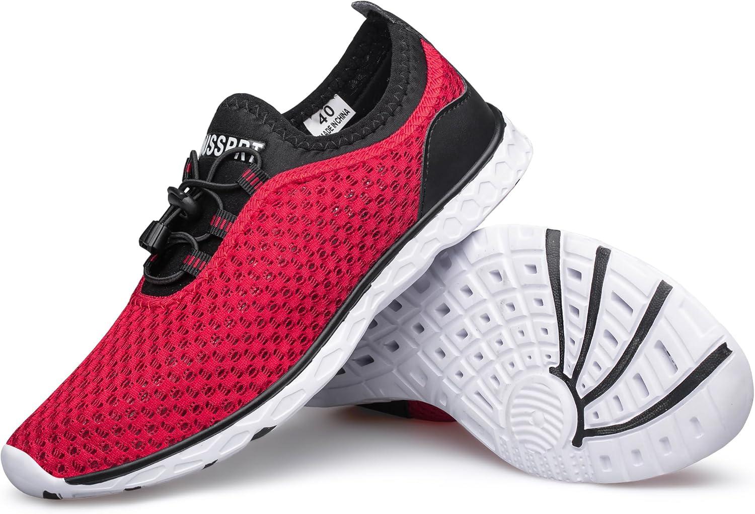 imageDOUSSPRT Womens Water Shoes Quick Drying Sports Aqua ShoesRedWhite