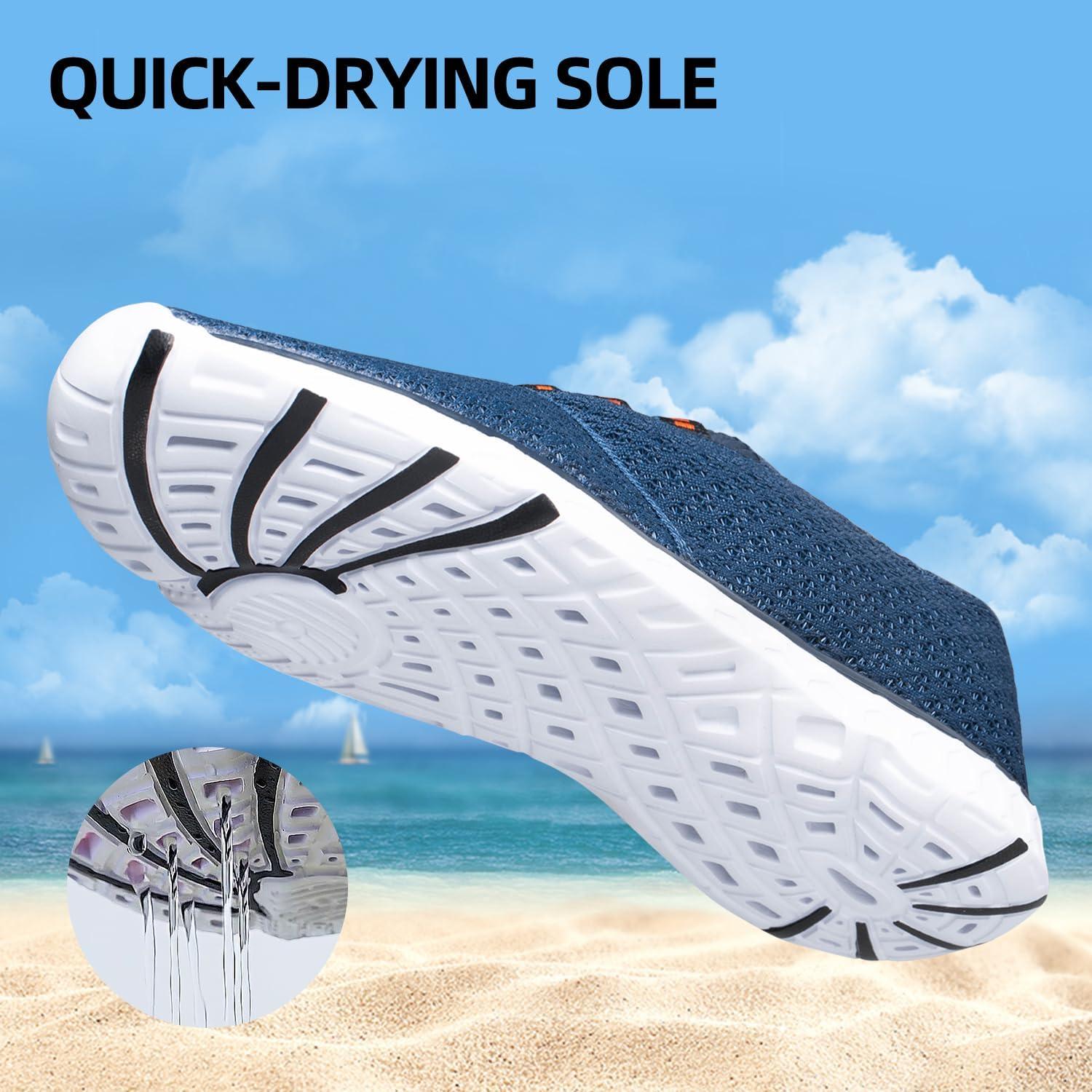imageDOUSSPRT Womens Water Shoes Quick Drying Sports Aqua ShoesWhiteblue