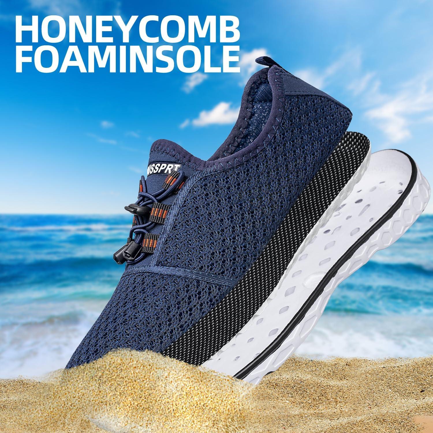 imageDOUSSPRT Womens Water Shoes Quick Drying Sports Aqua ShoesWhiteblue
