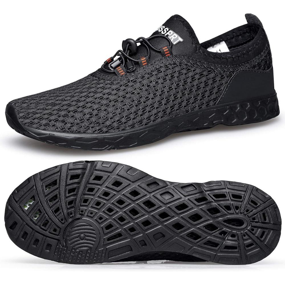 imageDOUSSPRT Mens Water Shoes Quick Drying Sports Aqua ShoesAllblack