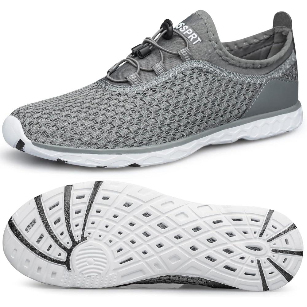 imageDOUSSPRT Mens Water Shoes Quick Drying Sports Aqua ShoesDark Grey
