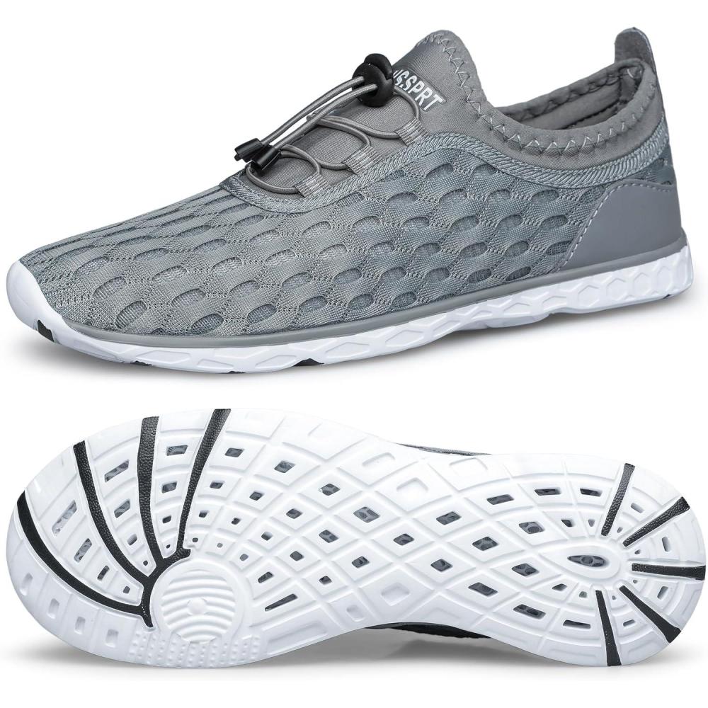 imageDOUSSPRT Mens Water Shoes Quick Drying Sports Aqua ShoesDarkgreywhite