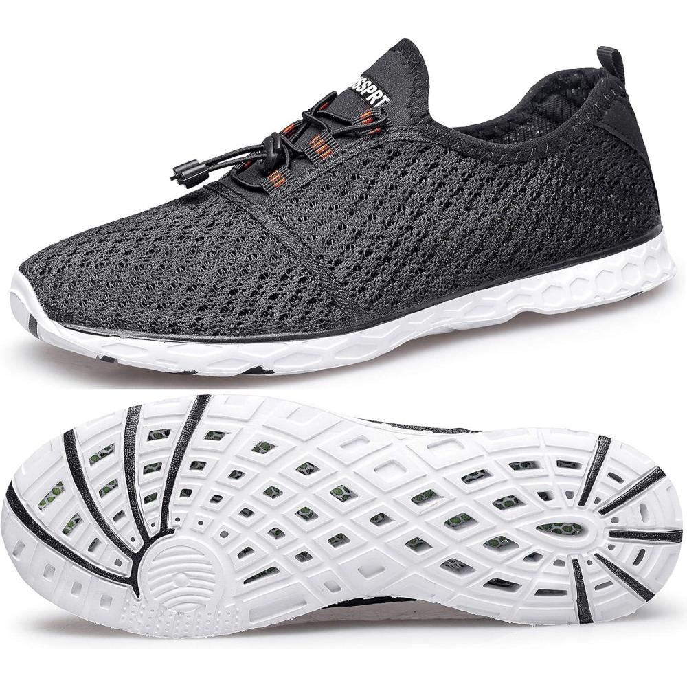 imageDOUSSPRT Mens Water Shoes Quick Drying Sports Aqua ShoesWhiteBlack