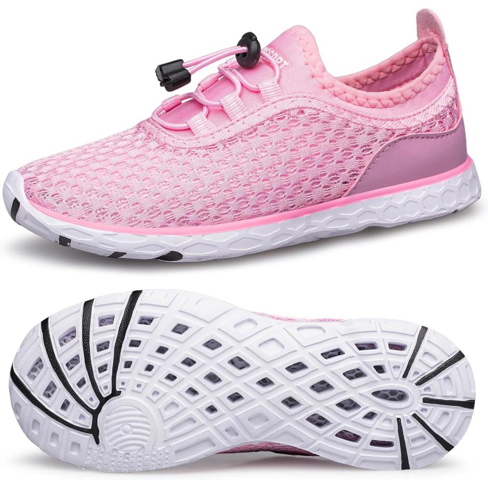 imageDOUSSPRT Water Shoes for Kids Boys Girls Quick Dry Beach Sports Swim Pool Aqua Shoes for ToddlerLittle KidBig KidPink