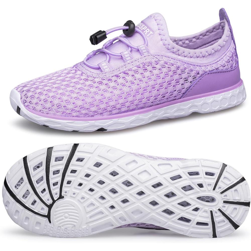 imageDOUSSPRT Water Shoes for Kids Boys Girls Quick Dry Beach Sports Swim Pool Aqua Shoes for ToddlerLittle KidBig KidPurple