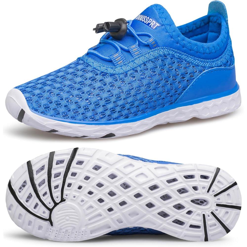 imageDOUSSPRT Water Shoes for Kids Boys Girls Quick Dry Beach Sports Swim Pool Aqua Shoes for ToddlerLittle KidBig KidRoyalblue