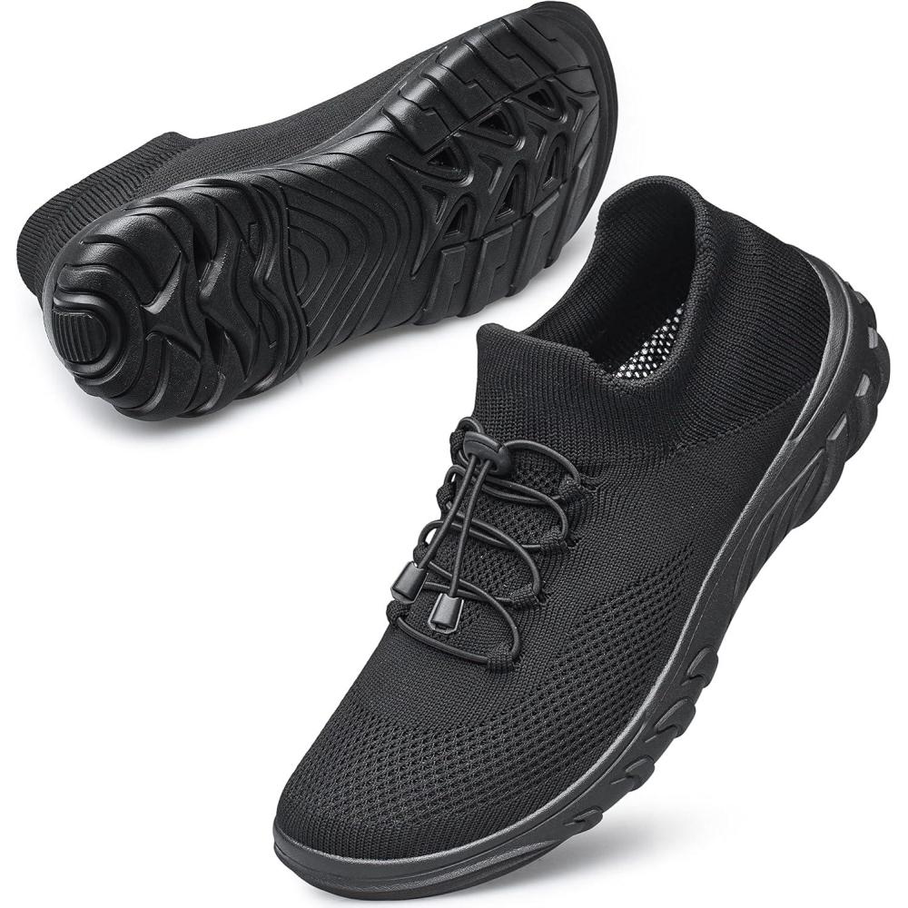 imageDOUSSPRT Womens Walking Shoes Slip On Hypersoft Sock Tennis Water Sneakers Casual Mesh Comfortable Athletic Breathable RunningAllblack