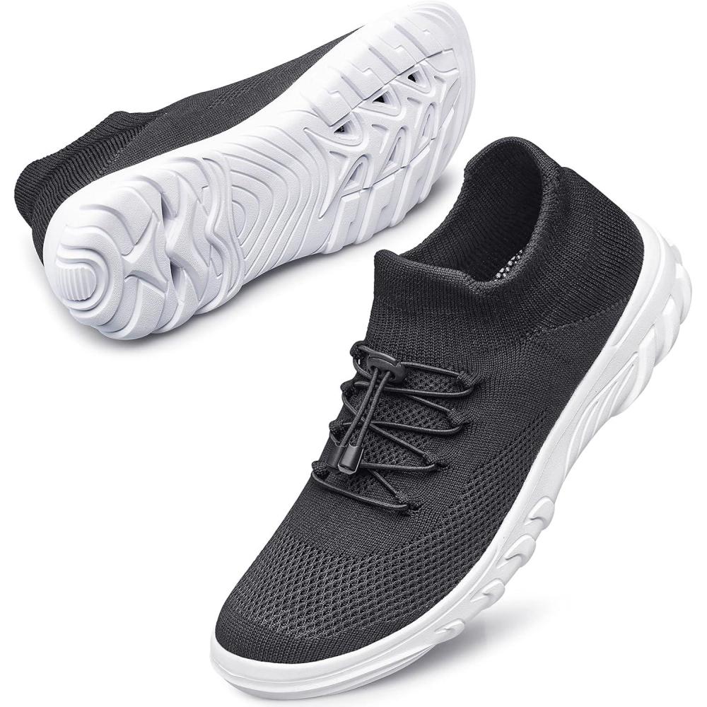 imageDOUSSPRT Womens Walking Shoes Slip On Hypersoft Sock Tennis Water Sneakers Casual Mesh Comfortable Athletic Breathable RunningBlack