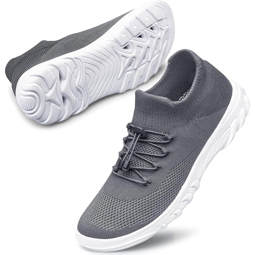 imageDOUSSPRT Womens Walking Shoes Slip On Hypersoft Sock Tennis Water Sneakers Casual Mesh Comfortable Athletic Breathable RunningDarkgrey