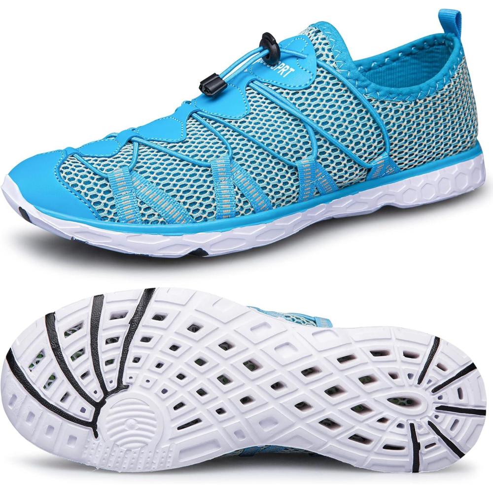 imageDOUSSPRT Womens Water Shoes Quick Drying Sports Aqua ShoesLightbluewhite