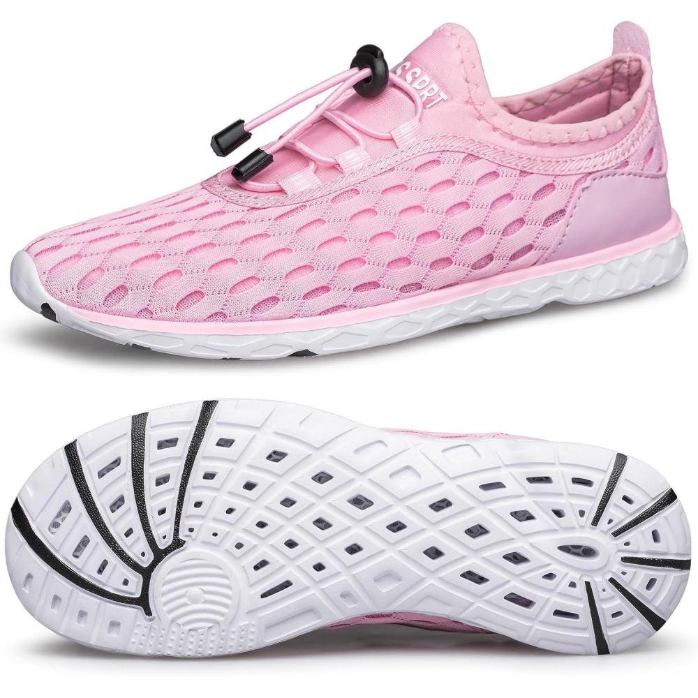 imageDOUSSPRT Womens Water Shoes Quick Drying Sports Aqua ShoesPinkWhite