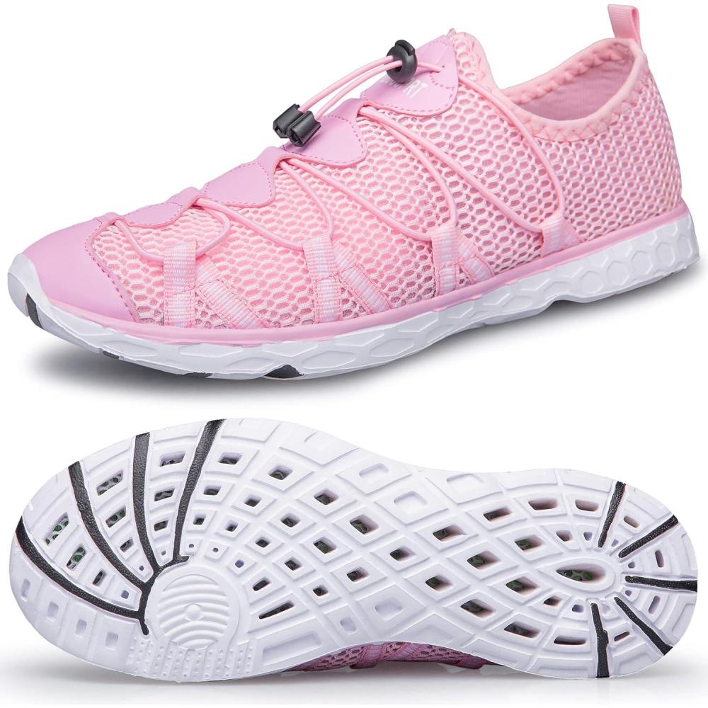 imageDOUSSPRT Womens Water Shoes Quick Drying Sports Aqua ShoesPinkwhitemesh