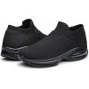 DOUSSPRT Womens Walking Shoes Slip on Sock Sneakers Lady Girls Nurse Mesh Air Cushion Platform Loafers Fashion Casual(Allblack 017)