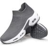 DOUSSPRT Womens Walking Shoes Slip on Sock Sneakers Lady Girls Nurse Mesh Air Cushion Platform Loafers Fashion Casual(Dark Grey)