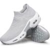 DOUSSPRT Womens Walking Shoes Slip on Sock Sneakers Lady Girls Nurse Mesh Air Cushion Platform Loafers Fashion Casual(Lightgrey)
