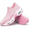 DOUSSPRT Womens Walking Shoes Slip on Sock Sneakers Lady Girls Nurse Mesh Air Cushion Platform Loafers Fashion Casual(Pink)