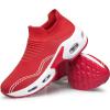 DOUSSPRT Womens Walking Shoes Slip on Sock Sneakers Lady Girls Nurse Mesh Air Cushion Platform Loafers Fashion Casual(Red)