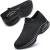 DOUSSPRT Womens Walking Shoes Slip on Sock Sneakers Lady Girls Nurse Mesh Air Cushion Platform Loafers Fashion Casual(Allblack 017)
