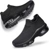 DOUSSPRT Womens Walking Shoes Slip on Sock Sneakers Lady Girls Nurse Mesh Air Cushion Platform Loafers Fashion Casual(Black)