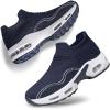 DOUSSPRT Womens Walking Shoes Slip on Sock Sneakers Lady Girls Nurse Mesh Air Cushion Platform Loafers Fashion Casual(Darkblue)