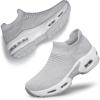 DOUSSPRT Womens Walking Shoes Slip on Sock Sneakers Lady Girls Nurse Mesh Air Cushion Platform Loafers Fashion Casual(Lightgrey)