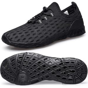 DOUSSPRT Men’s Water Shoes Quick Drying Sports Aqua Shoes(Allblack Mesh)