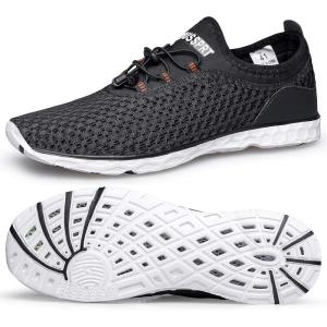 DOUSSPRT Men’s Water Shoes Quick Drying Sports Aqua Shoes(Black/White)