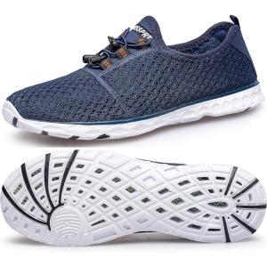 DOUSSPRT Men’s Water Shoes Quick Drying Sports Aqua Shoes(Bluewhite)