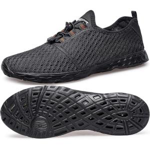DOUSSPRT Men’s Water Shoes Quick Drying Sports Aqua Shoes(Dark Allblack)