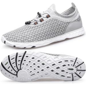 DOUSSPRT Men’s Water Shoes Quick Drying Sports Aqua Shoes(Grey)