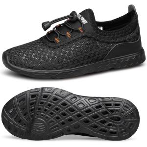 DOUSSPRT Water Shoes for Kids Boys Girls Quick Dry Beach Sports Swim Pool Aqua Shoes for Toddler/Little Kid/Big Kid(Allblack)