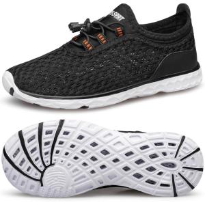DOUSSPRT Water Shoes for Kids Boys Girls Quick Dry Beach Sports Swim Pool Aqua Shoes for Toddler/Little Kid/Big Kid(Black/White)