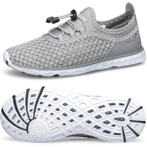 DOUSSPRT Water Shoes for Kids Boys Girls Quick Dry Beach Sports Swim Pool Aqua Shoes for Toddler/Little Kid/Big Kid(Lightgrey)