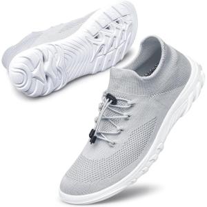 DOUSSPRT Womens Walking Shoes Slip On Hypersoft Sock Tennis Water Sneakers Casual Mesh Comfortable Athletic Breathable Running(Lightgrey)