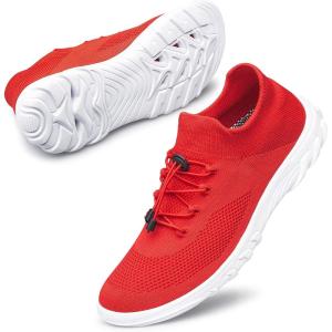 DOUSSPRT Womens Walking Shoes Slip On Hypersoft Sock Tennis Water Sneakers Fashion Casual Mesh Comfortable Athletic Breathable Running Red Size 8.5