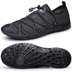 DOUSSPRT Women’s Water Shoes Quick Drying Sports Aqua Shoes(Darkblackmesh)
