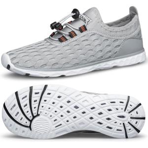 DOUSSPRT Women’s Water Shoes Quick Drying Sports Aqua Shoes(Light Grey/White)
